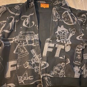 Fuck the population black denim hoodie